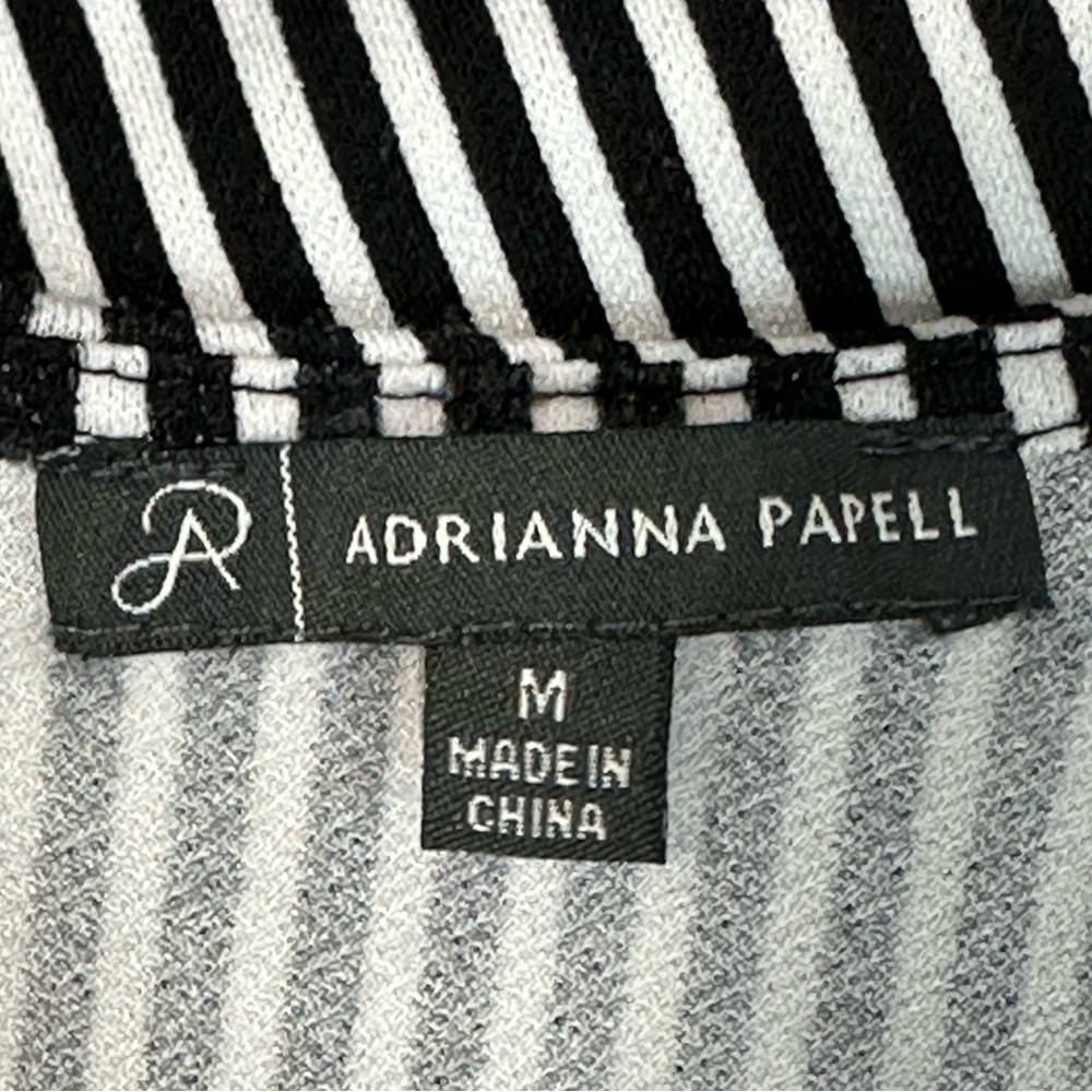 ADRIANNA PAPELL Black White Stripes Long Balloon Sleeves Blouse Sz Med K… - Picture 5 of 12